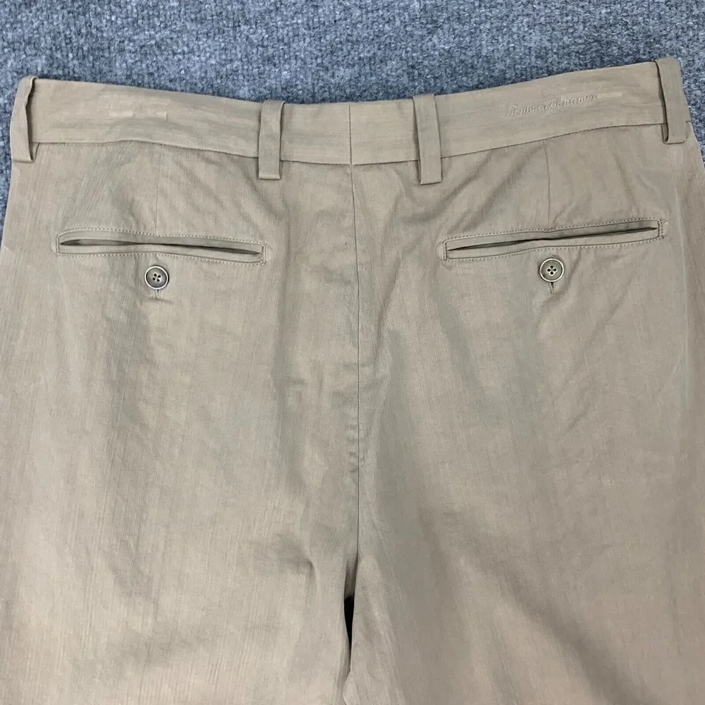 Tommy Bahama Pants Mens 34 Bison Silk Blend Pleated Front Straight Leg Relaxed